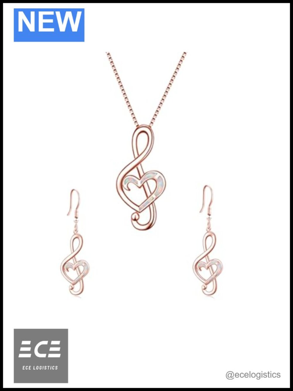 Sterling Silver Created Opal Music Note Jewelry Set